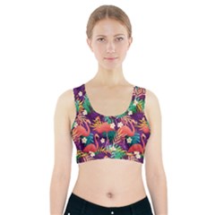 Flamingo Love Sports Bra With Pocket by designsbymallika