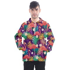 Flamingo Love Men s Half Zip Pullover by designsbymallika