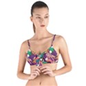 Flamingo Love Tie Up Cut Bikini Top View1