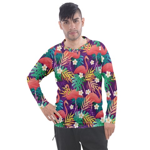 Flamingo Love Men s Pique Long Sleeve Tee by designsbymallika