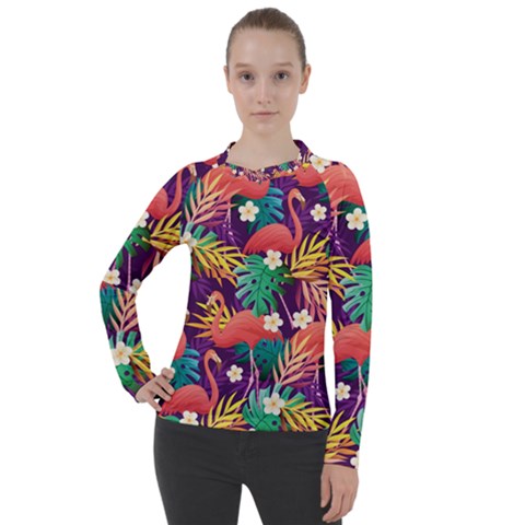 Flamingo Love Women s Pique Long Sleeve Tee by designsbymallika