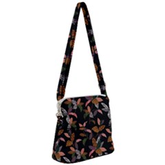 Animal Print Leaves Pattern Zipper Messenger Bag by designsbymallika