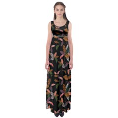 Animal Print Leaves Pattern Empire Waist Maxi Dress by designsbymallika