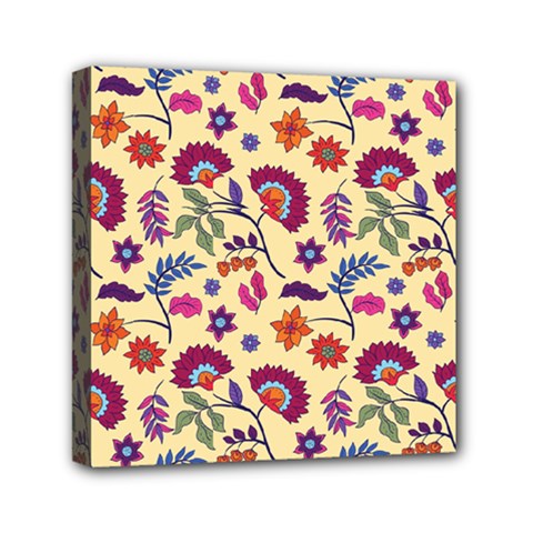 Pretty Ethnic Flowers Mini Canvas 6  X 6  (stretched) by designsbymallika