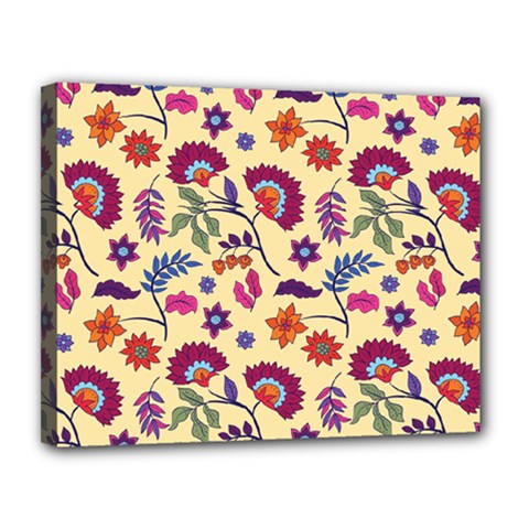 Pretty Ethnic Flowers Canvas 14  X 11  (stretched) by designsbymallika