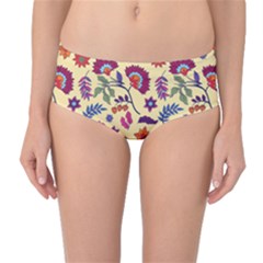 Pretty Ethnic Flowers Mid-waist Bikini Bottoms