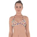 Pretty Ethnic Flowers Halter Neck Bikini Top View1