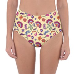 Pretty Ethnic Flowers Reversible High-waist Bikini Bottoms by designsbymallika