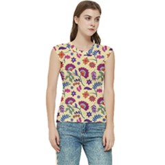 Pretty Ethnic Flowers Women s Raglan Cap Sleeve Tee