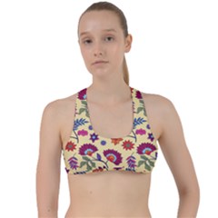 Pretty Ethnic Flowers Criss Cross Racerback Sports Bra by designsbymallika