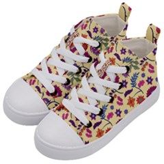 Pretty Ethnic Flowers Kids  Mid-top Canvas Sneakers by designsbymallika