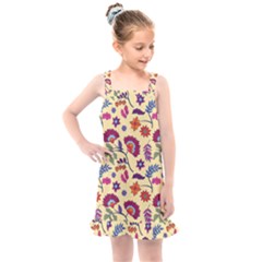 Pretty Ethnic Flowers Kids  Overall Dress by designsbymallika