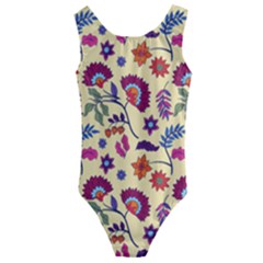 Pretty Ethnic Flowers Kids  Cut-out Back One Piece Swimsuit by designsbymallika