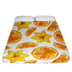 Oranges Love Fitted Sheet (queen Size) by designsbymallika