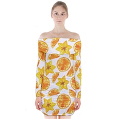 Oranges Love Long Sleeve Off Shoulder Dress by designsbymallika