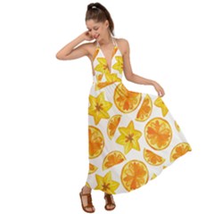 Oranges Love Backless Maxi Beach Dress by designsbymallika