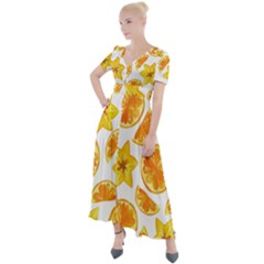 Oranges Love Button Up Short Sleeve Maxi Dress by designsbymallika