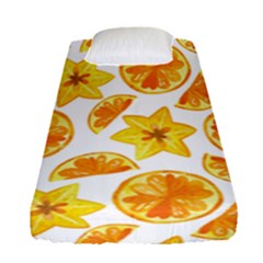 Oranges Love Fitted Sheet (single Size) by designsbymallika