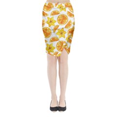 Oranges Love Midi Wrap Pencil Skirt by designsbymallika