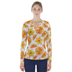 Oranges Love V-neck Long Sleeve Top by designsbymallika