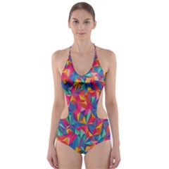 Abstract Boom Pattern Cut-out One Piece Swimsuit by designsbymallika