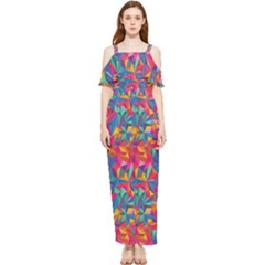 Abstract Boom Pattern Draped Sleeveless Chiffon Jumpsuit