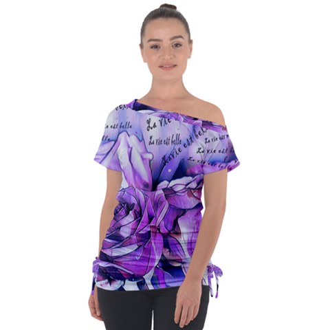 La Vie Est Belle No 2 Off Shoulder Tie-up Tee by sfbijiart