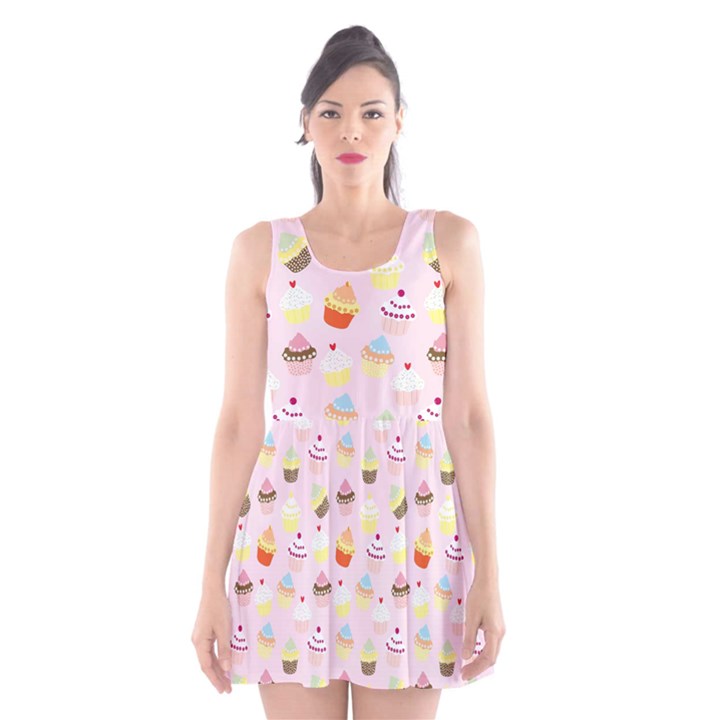 CUPCAKES FESTIVAL PATTERN Scoop Neck Skater Dress