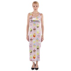 Cupcakes Festival Pattern Fitted Maxi Dress by beyondimagination