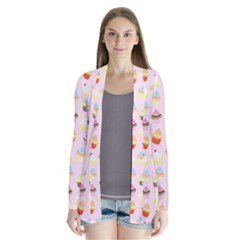 Cupcakes Festival Pattern Drape Collar Cardigan