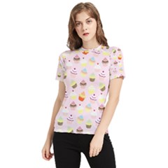 Cupcakes Festival Pattern Women s Short Sleeve Rash Guard by beyondimagination