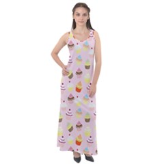 Cupcakes Festival Pattern Sleeveless Velour Maxi Dress by beyondimagination