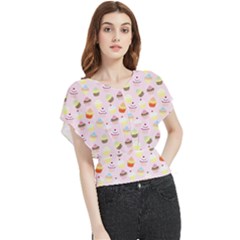 Cupcakes Festival Pattern Butterfly Chiffon Blouse