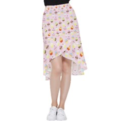 Cupcakes Festival Pattern Frill Hi Low Chiffon Skirt