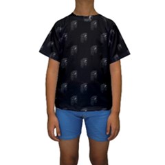 Arfican Head Sculpture Motif Print Pattern Kids  Short Sleeve Swimwear