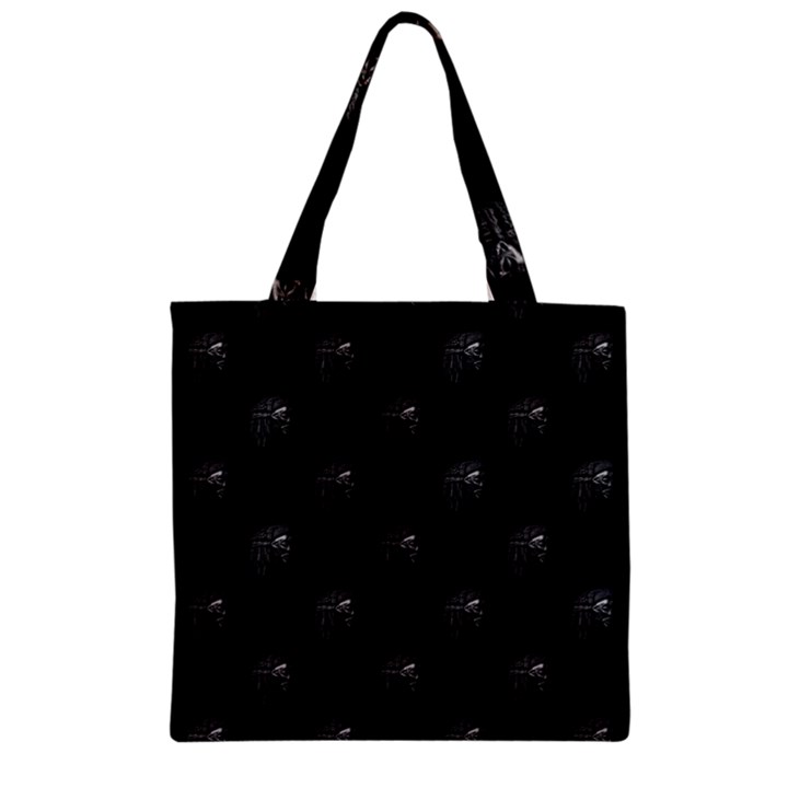 Arfican Head Sculpture Motif Print Pattern Zipper Grocery Tote Bag