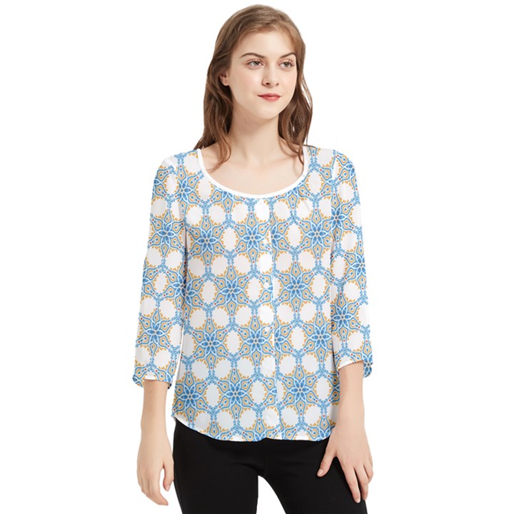 Mandala Pattern Multi Color Chiffon Quarter Sleeve Blouse