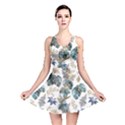 Blue Metallic Leaves Pattern Reversible Skater Dress View1