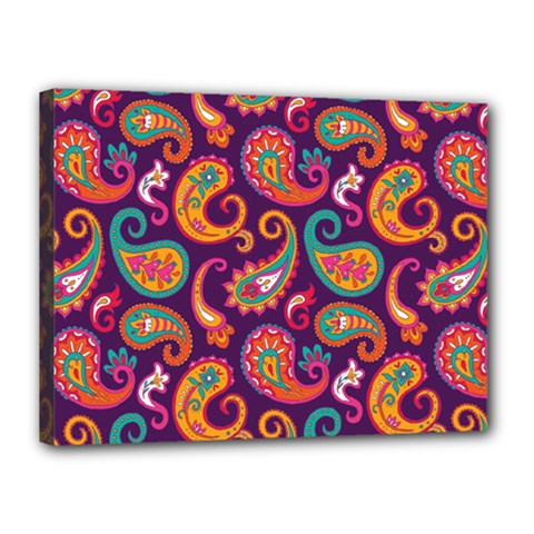 Paisley Purple Canvas 16  X 12  (stretched) by designsbymallika