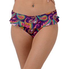 Paisley Purple Frill Bikini Bottom by designsbymallika