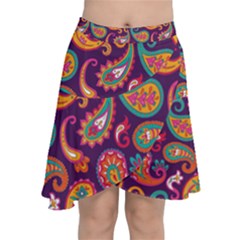 Paisley Purple Chiffon Wrap Front Skirt