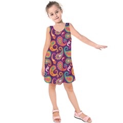 Paisley Purple Kids  Sleeveless Dress by designsbymallika