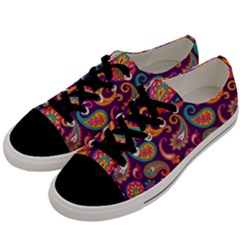 Paisley Purple Men s Low Top Canvas Sneakers by designsbymallika