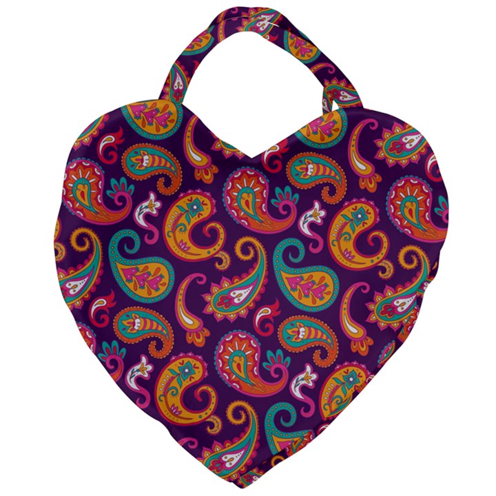 Paisley Purple Giant Heart Shaped Tote