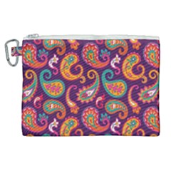 Paisley Purple Canvas Cosmetic Bag (xl) by designsbymallika