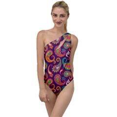 Paisley Purple To One Side Swimsuit by designsbymallika