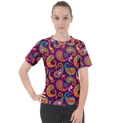 Paisley Purple Women s Sport Raglan Tee by designsbymallika