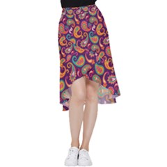 Paisley Purple Frill Hi Low Chiffon Skirt