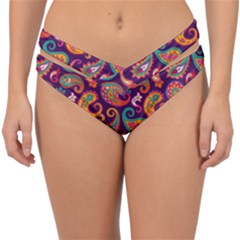 Paisley Purple Double Strap Halter Bikini Bottom