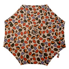 Orange Blue Leaves Pattern Hook Handle Umbrellas (small) by designsbymallika